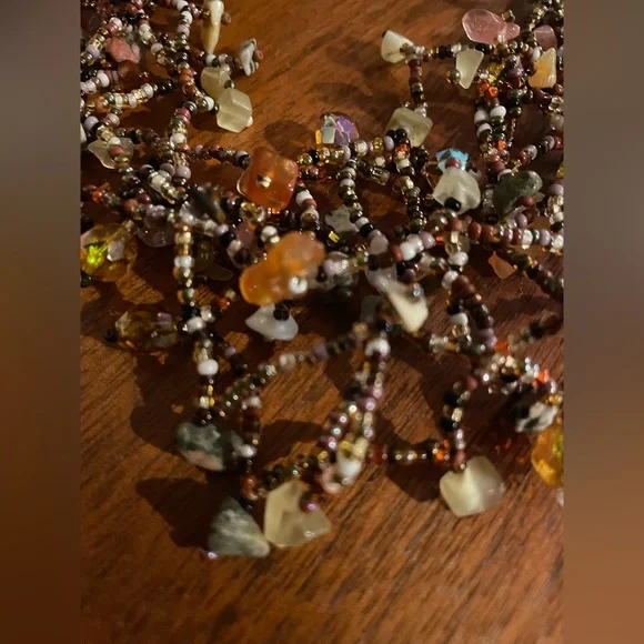3 for $30 Vintage Multi Strands Magnetic Clasp Seed Bead Gem Crystal Necklace - Picture 6 of 8